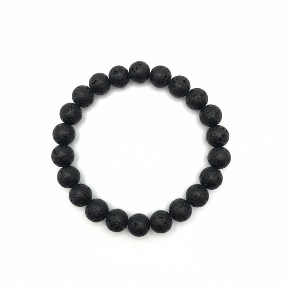 Black Lava Rock Beaded Bracelet (Unisex)